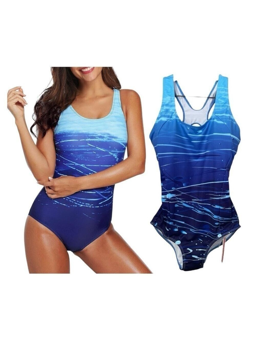 Baleaf Blue Tie Dye Women's Swimwear Medium